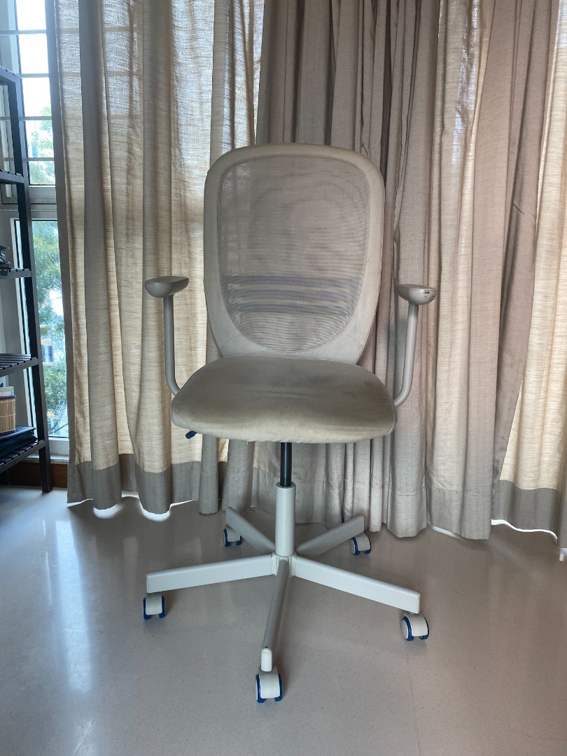 Beige IKEA Chair with Wheels, FLINTAN Edition with armrests, Furniture