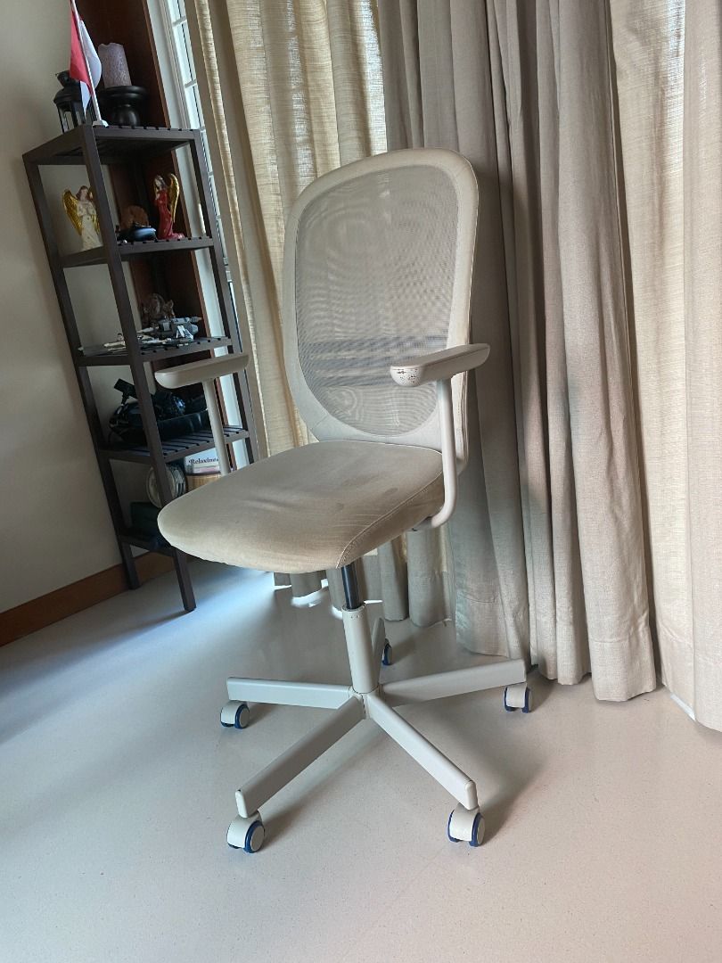 Beige IKEA Chair with Wheels, FLINTAN Edition with armrests, Furniture
