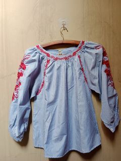 Blouse garis2 mix bordir