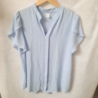 Blouse sifon biru muda atasan wanita lengan pendek