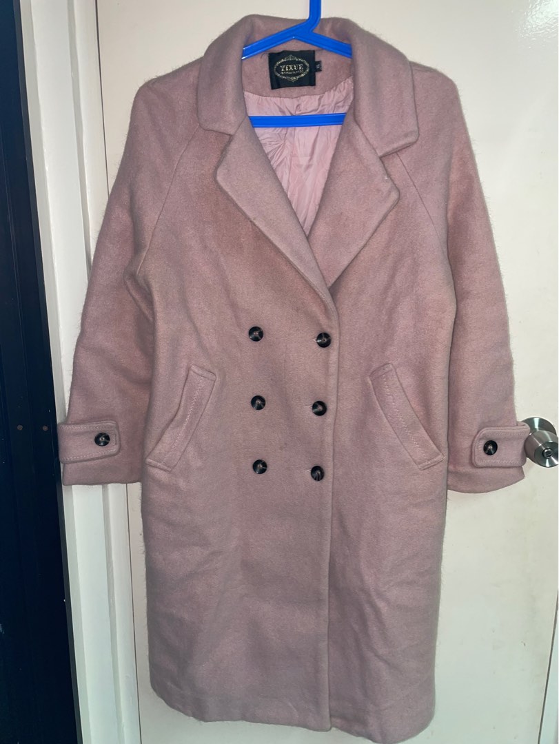 Blush Pink Wool Coat, Women's Fashion, Coats, Jackets and Outerwear on
