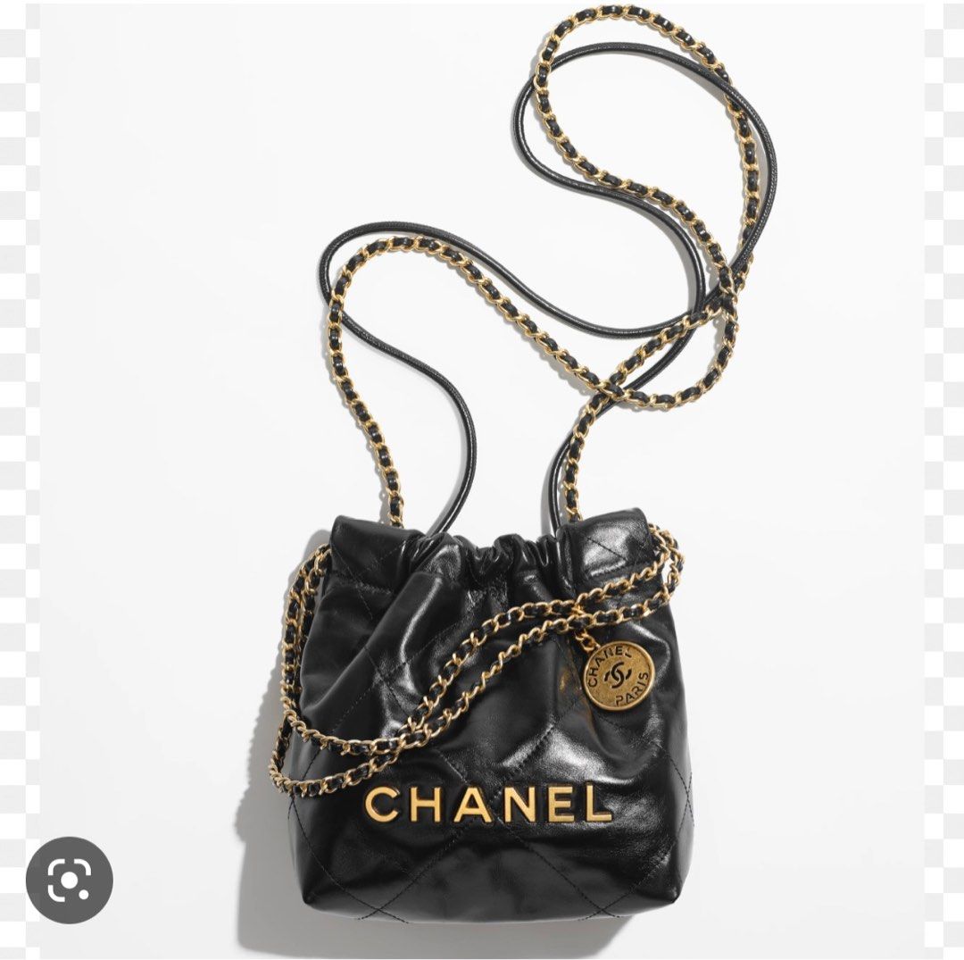 Authentic Vintage Chanel Black Caviar Leather Drawstring Bucket Bag Gold  Hardware, Luxury, Bags & Wallets on Carousell