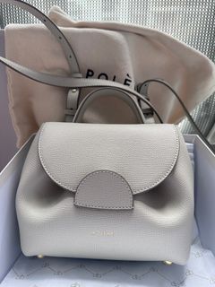 Polene Number One Nano - Taupe Textured Leather, 名牌, 手袋及銀