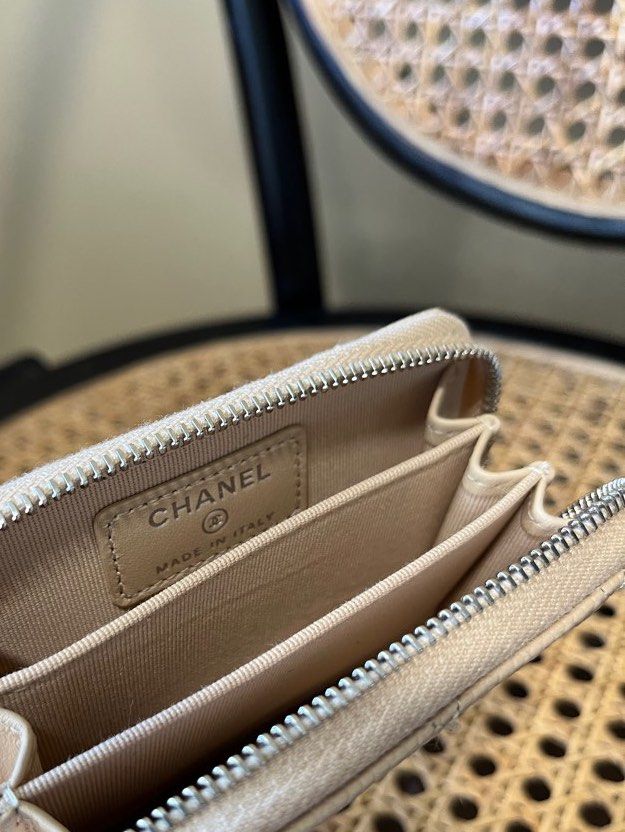 🆕 CHANEL Classic Zipped Coin Purse (Beige with Gold Hardware)