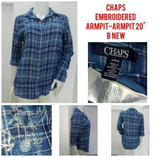 Chaps Embroidered Plaid Longsleeves