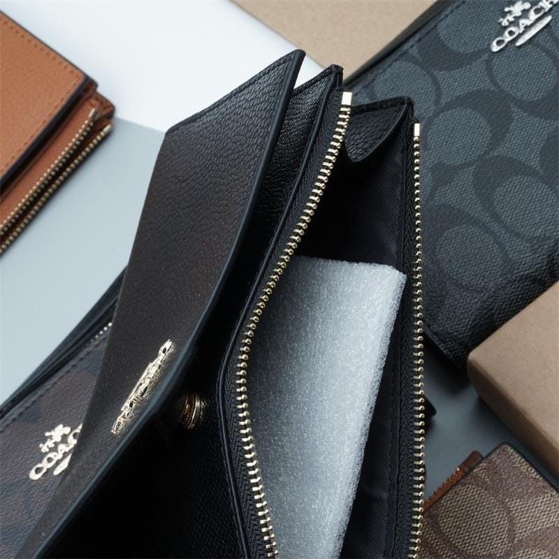 Coach Long Wallet In Signature Canvas / Polished Pebble Leather (Women ...