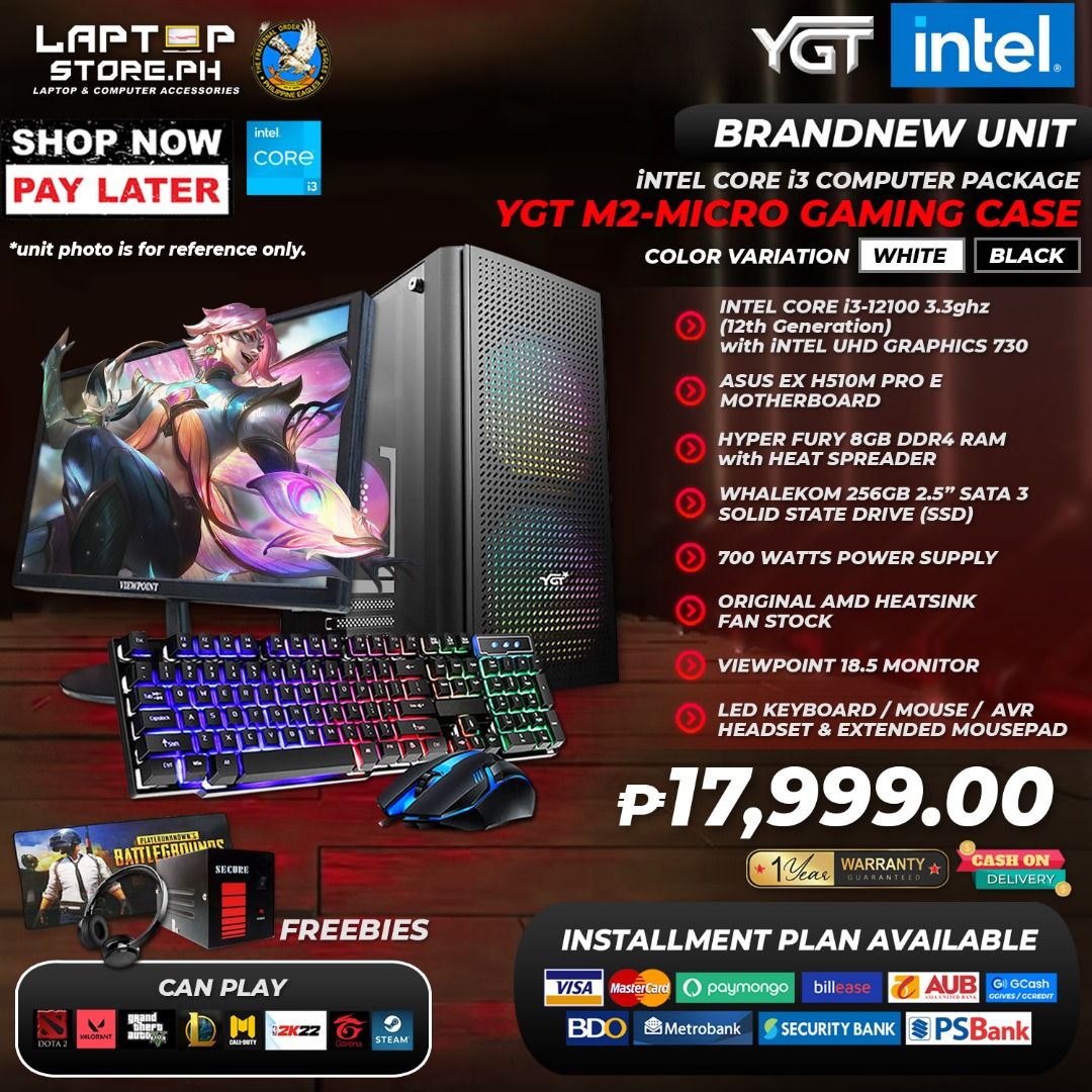 COMPUTER SET, DESKTOP INTEL BUILDS INTEL CORE I3 I5 I7 Up to 12 Generation ❤ (Category: Desktops) located in Quezon City. Submitted by laptopstore.ph (Listing ID 1223272088, Image 2). Description: WHOLESALE&&RETAIL!!! BRANDNEW COMPUTER SET, DESKTOP INTEL BUILDS INTEL CORE I3 I5 I7 Up to 12 Generation ❤ ✨✨ HAVE YOUR OWN GAMING COMPUTER SET OR GAMING SYSTEM UNIT THAT WONT BREAK THE BANK✨✨ 🛑 INTEL CORE I3 I5 I7 🛑 LOWEST PRICE GUARANTEED IN THE PHI