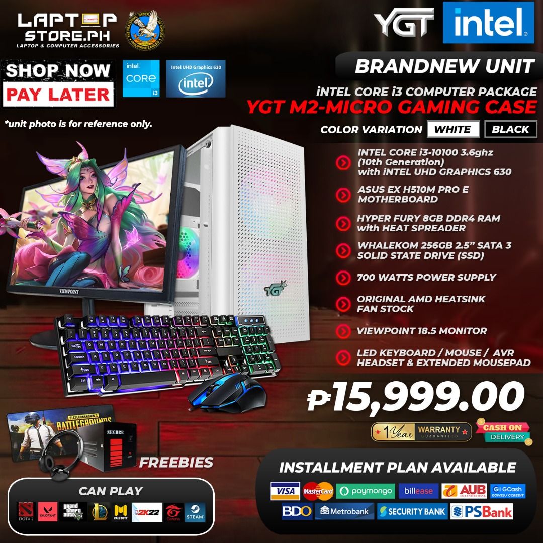 COMPUTER SET, DESKTOP INTEL BUILDS INTEL CORE I3 I5 I7 Up to 12 Generation ❤ (Category: Desktops) located in Quezon City. Submitted by laptopstore.ph (Listing ID 1223272088, Image 1). Description: WHOLESALE&&RETAIL!!! BRANDNEW COMPUTER SET, DESKTOP INTEL BUILDS INTEL CORE I3 I5 I7 Up to 12 Generation ❤ ✨✨ HAVE YOUR OWN GAMING COMPUTER SET OR GAMING SYSTEM UNIT THAT WONT BREAK THE BANK✨✨ 🛑 INTEL CORE I3 I5 I7 🛑 LOWEST PRICE GUARANTEED IN THE PHI