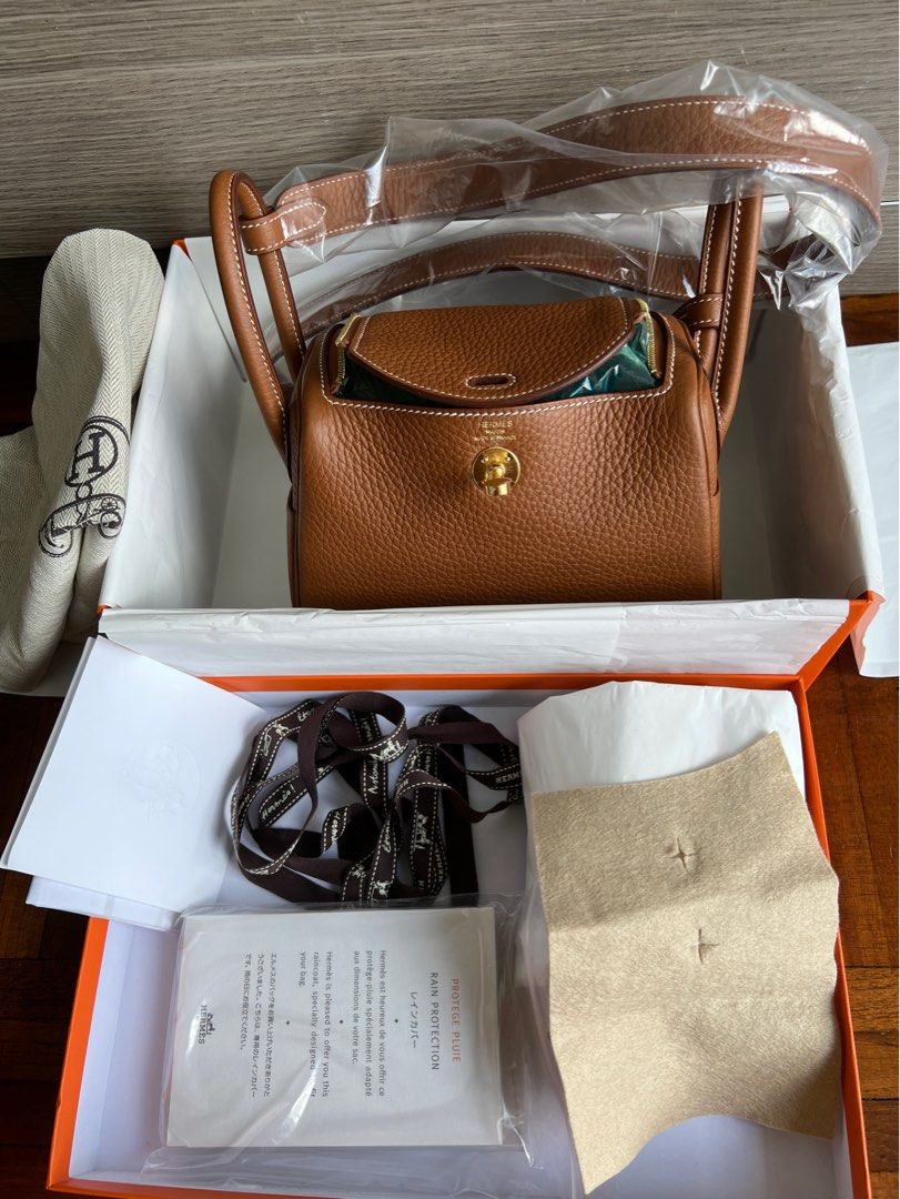 Hermes Mini Lindy Clemence Gold GHW Stamp U in 2023