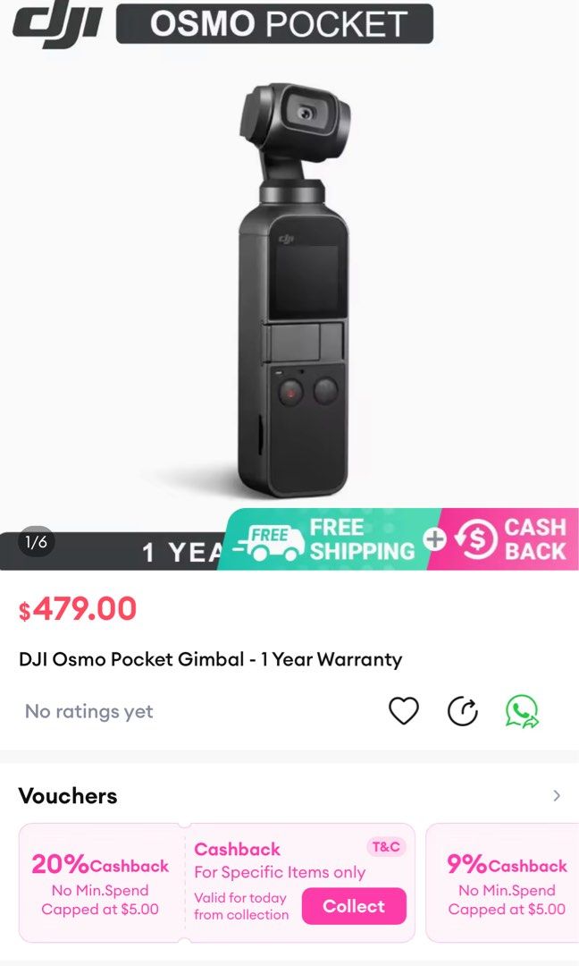 DJI Osmo Pocket with SD Card and Accessory, Photography, Cameras on