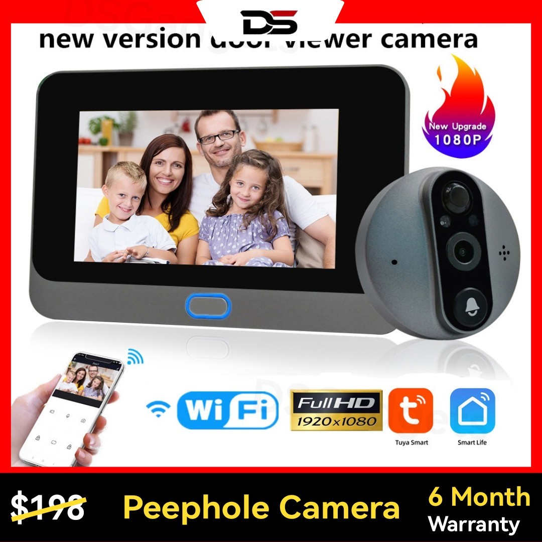 Door Camera Peephole intercom Viewer doorbell WiFi, Furniture & Home ...