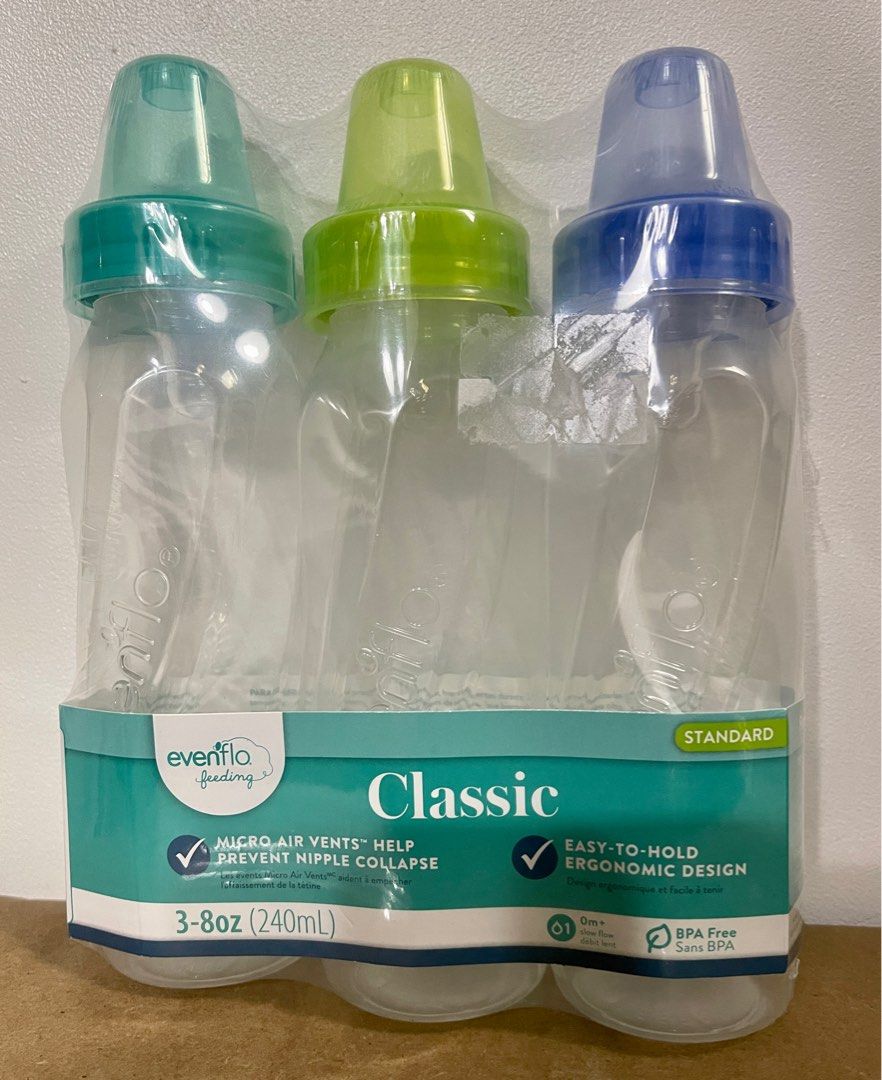 Evenflo Baby Bottle Classic 8 Oz. Plastic - 3pcs (Category: Breastfeeding & Bottle Feeding) located in Quezon City. Submitted by kryshnanzyanna (Listing ID 1223242778, Image 1). Description: Evenflo Baby Bottle Classic 8 Oz. Plastic - 3pcs Made in Mexico.
