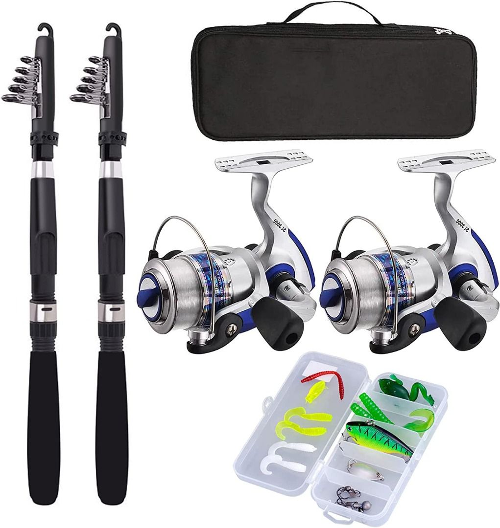 Spinning Reel Set with Telescopic Rod, Sports Equipment, Fishing on  Carousell