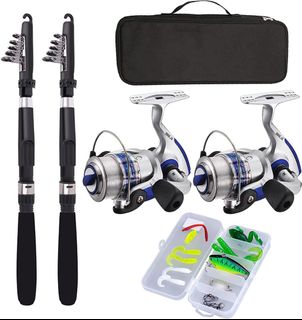 BlueFire Fishing Rod Kit, Carbon Fiber Telescopic Fishing Pole and Reel  Combo with Spinning Reel, Line, Lure, Hooks and Carrier Bag, Fishing Gear  Set