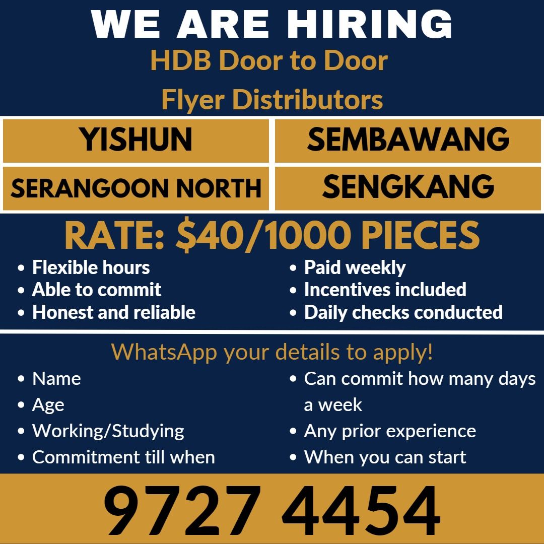Flyer Distributors Wanted!, Jobs, Internships & Others on Carousell
