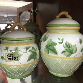 FOR SALE: 2-Pc Ceramic Decorative Food Jar Set