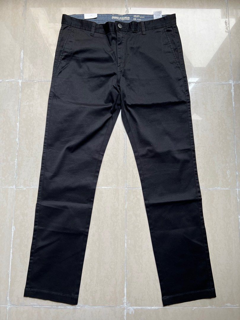 Giordano Men Modern Tapered Khaki Pants (Black), Men's Fashion, Bottoms ...
