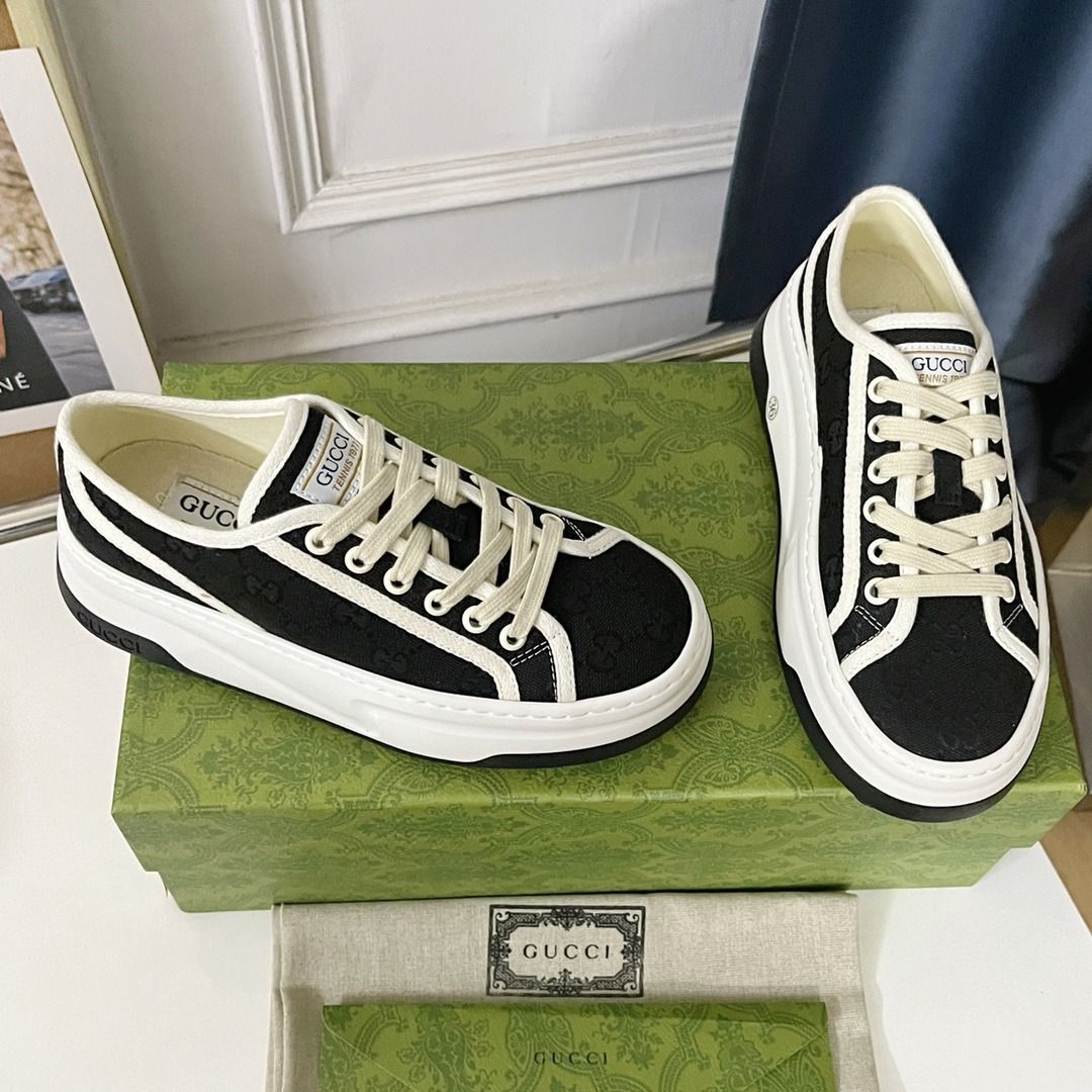 Gucci black canvas shoes deals