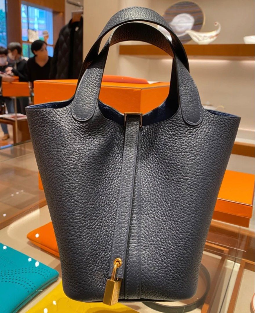 Hermes picotin 18 PHW(bleu nuit/blue france), Luxury, Bags & Wallets on  Carousell