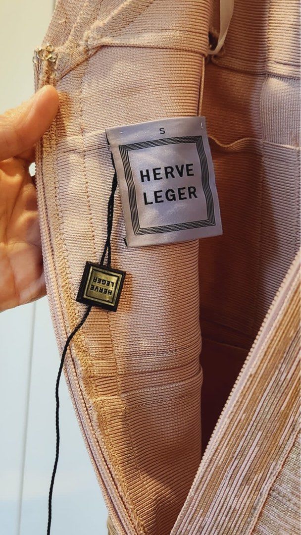 Herve leger rose gold bandage deals dress