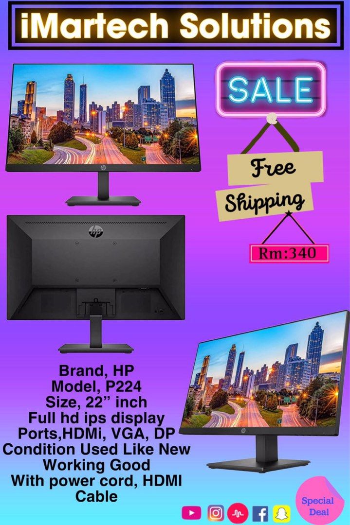 Hp Monitor FHD ips, Computers & Tech, Desktops on Carousell