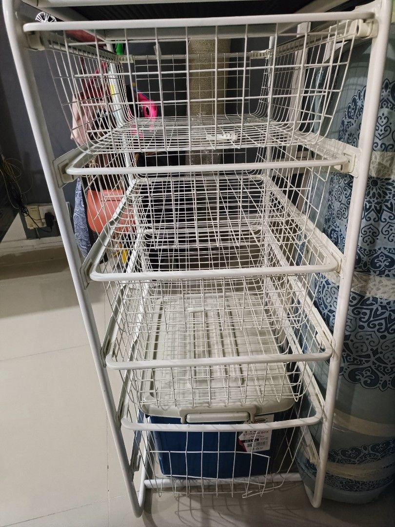 IKEA ALGOT COMPLETE SET metal shelves/drawers, Furniture & Home Living