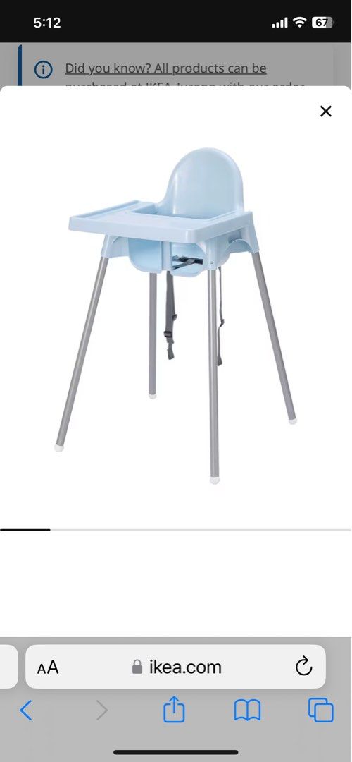 Ikea baby high chair, Babies & Kids, Baby Nursery & Kids Furniture