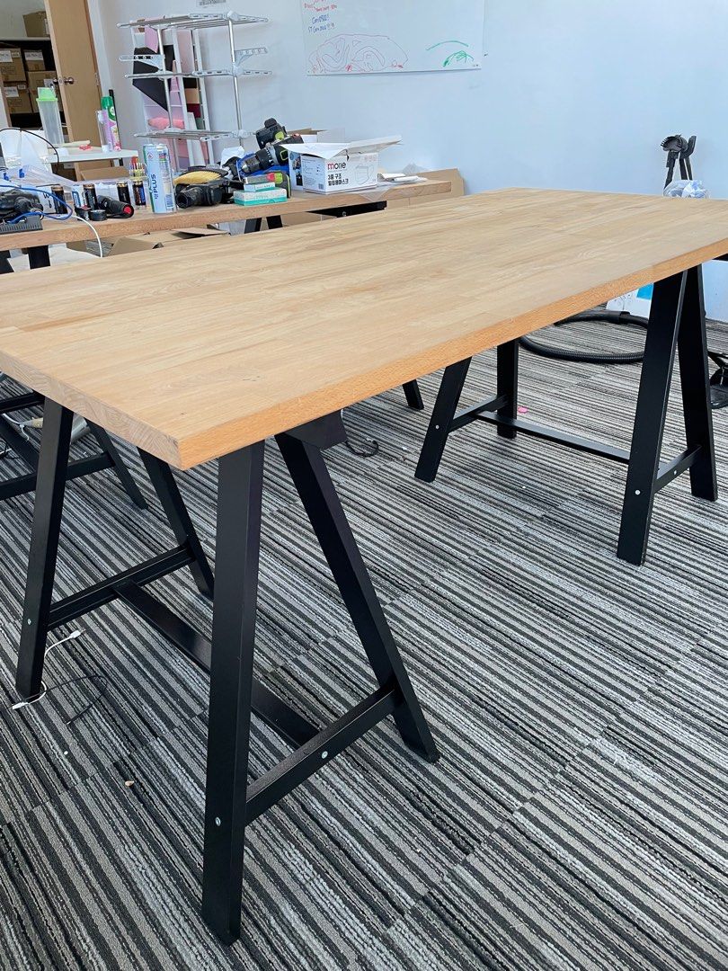 Ikea Workstation Gerton and Oddvald Trestle Table, Furniture & Home