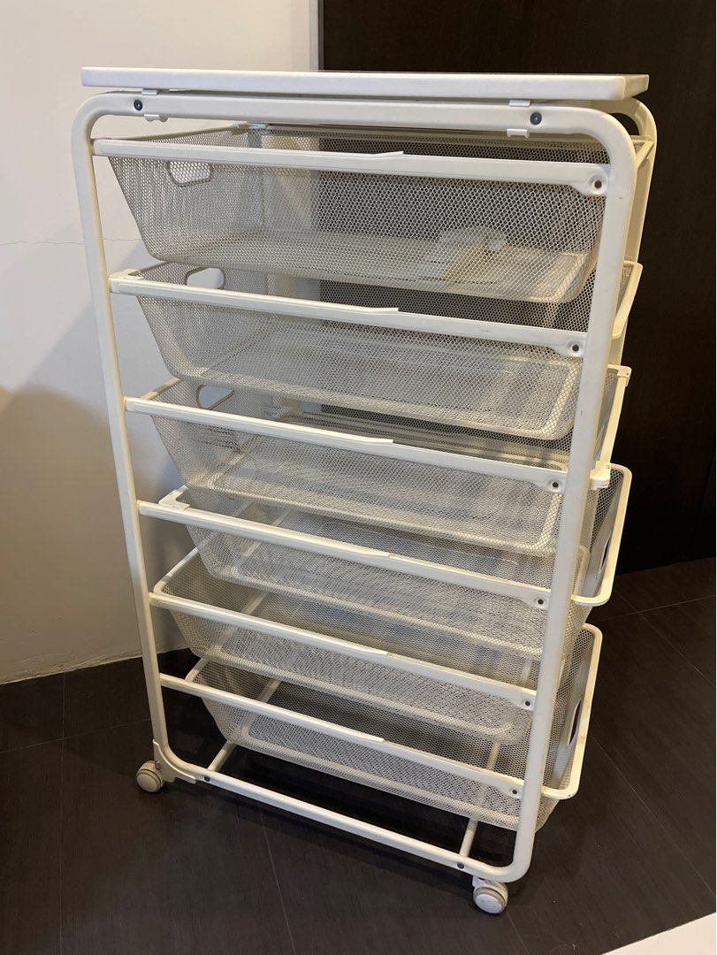Ikea storage mesh basket drawers/ compartments, 6 tiers, with wheels