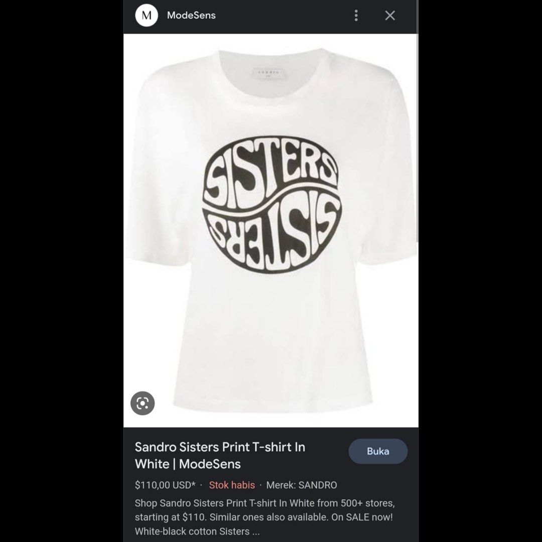 Kaos Sandro Sisters Print Second Original cewek Fesyen Wanita