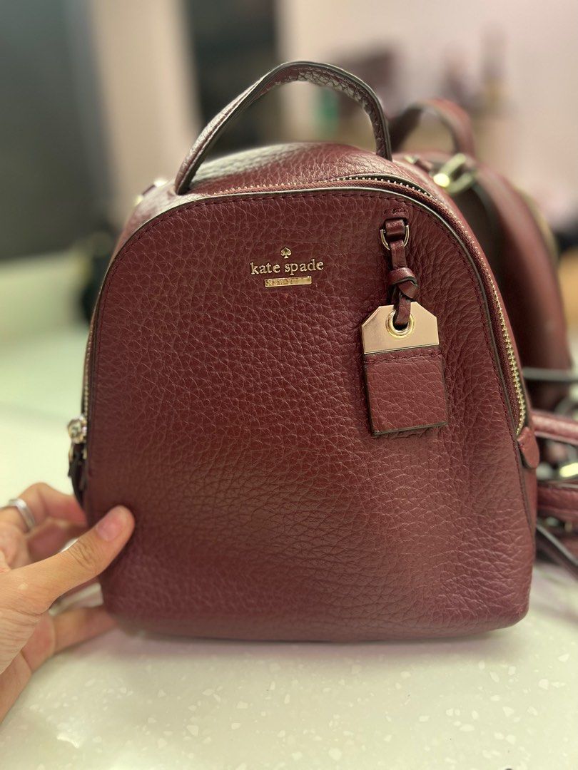 Kate Spade Maroon Mini Convertible Backpack, Luxury, Bags & Wallets on  Carousell