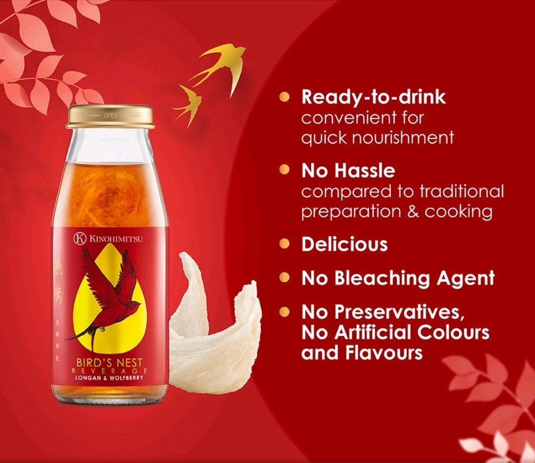 Kinohimitsu Bird's Nest with Longan & Wolfberry/ 180ml x 6 / Expiry
