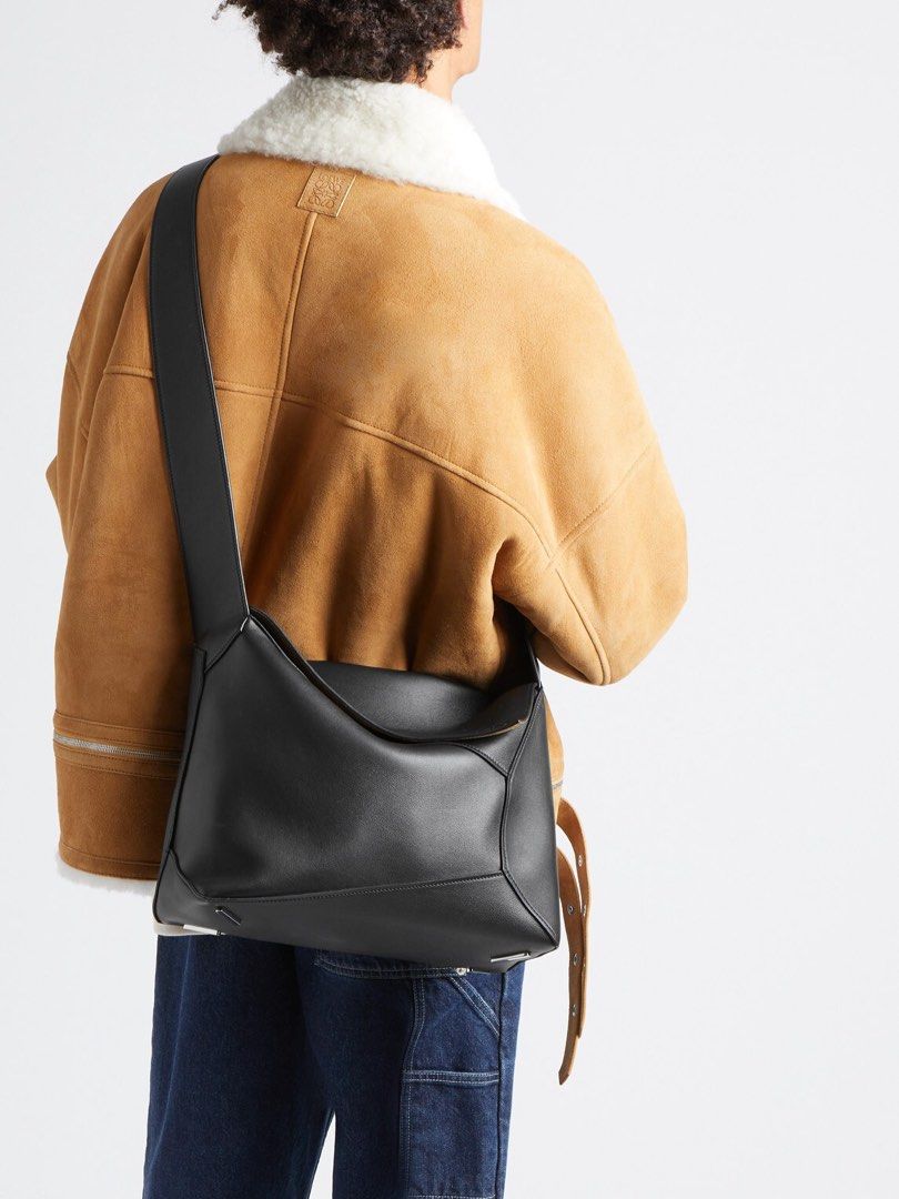 Loewe Puzzle Large Leather Messenger Bag Men Black
