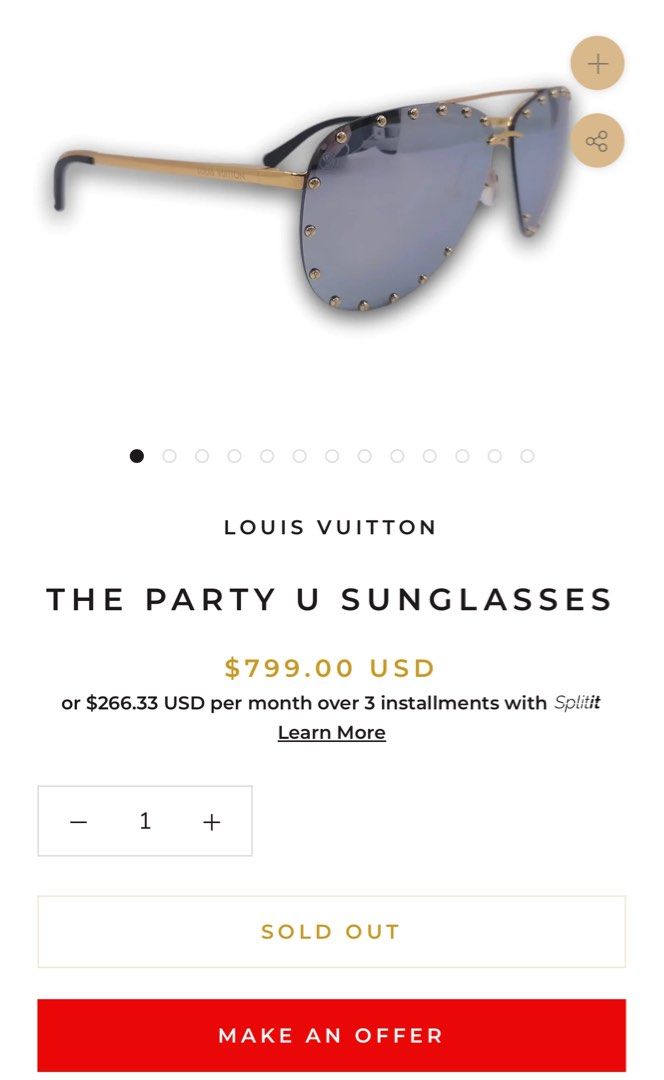 Louis Vuitton THE PARTY U SUNGLASSES, Women's Fashion, Watches