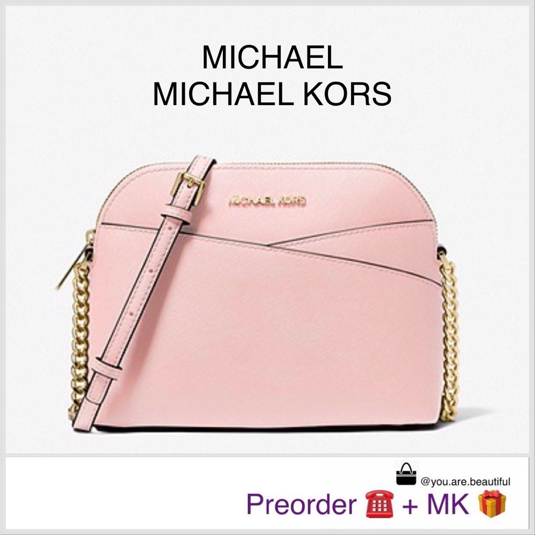 Michael Kors Jet Set Travel Medium Dome Crossbody Bag in Powder Blush:  Handbags