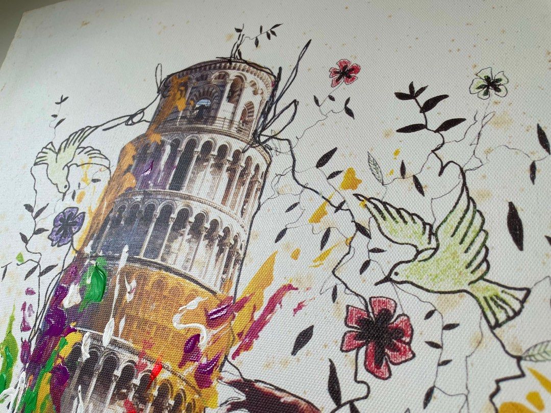 Monkey Pisa Jysk Painting, Desain & Kerajinan Tangan, Karya Seni di