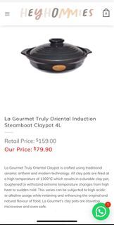 Moving sale!!! La Gourmet Truly Oriental Induction Steamboat Claypot 4L