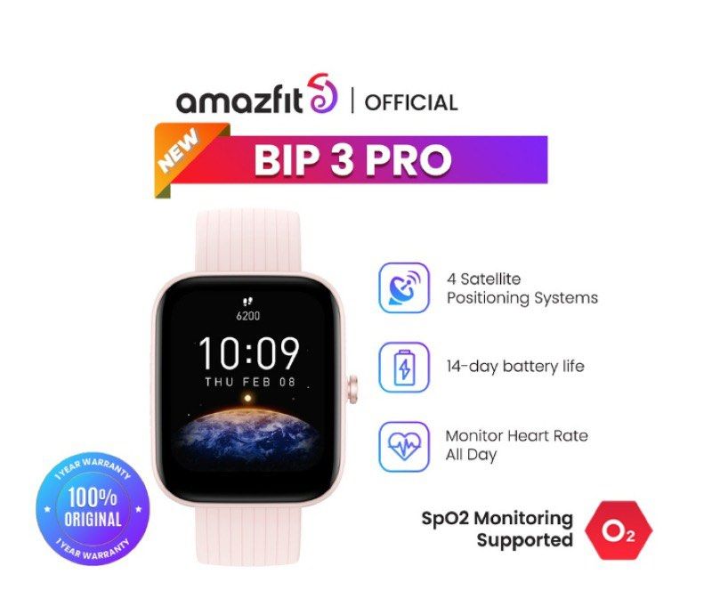new] Xiaomi Amazfit BIP 3 pro (pink), Mobile Phones & Gadgets, Wearables &  Smart Watches on Carousell