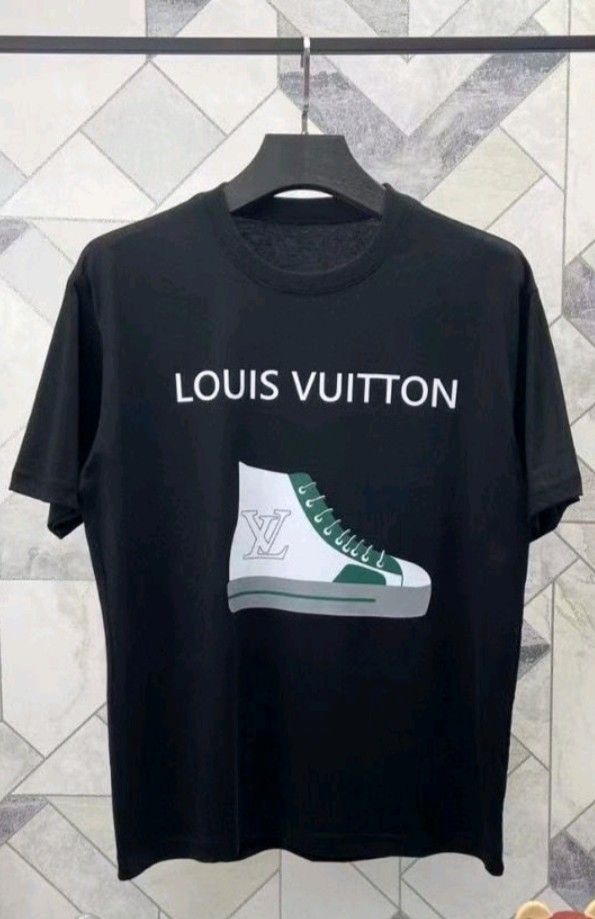 PRE ORDER LV Louis Vuitton black tee shirt tshirt top white green shoe sneakers Men s Fashion Tops Sets Tshirts Polo Shirts on Carousell