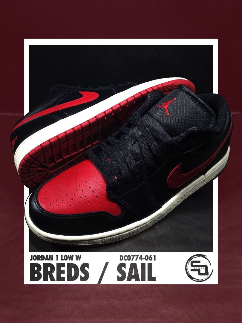 Nike Air Jordan 1 Low W BRED SAIL, Men's Fashion, Footwear, Sneakers on
