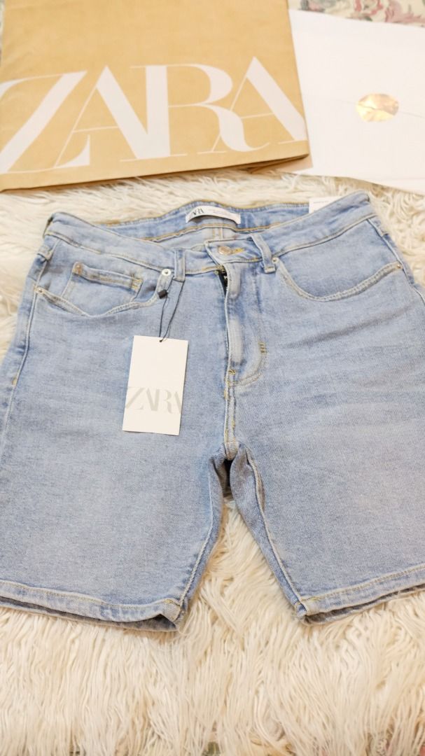 ON HAND ZARA Basic Denim Bermuda Shorts Size 30 Light Blue Orig Price 1 995