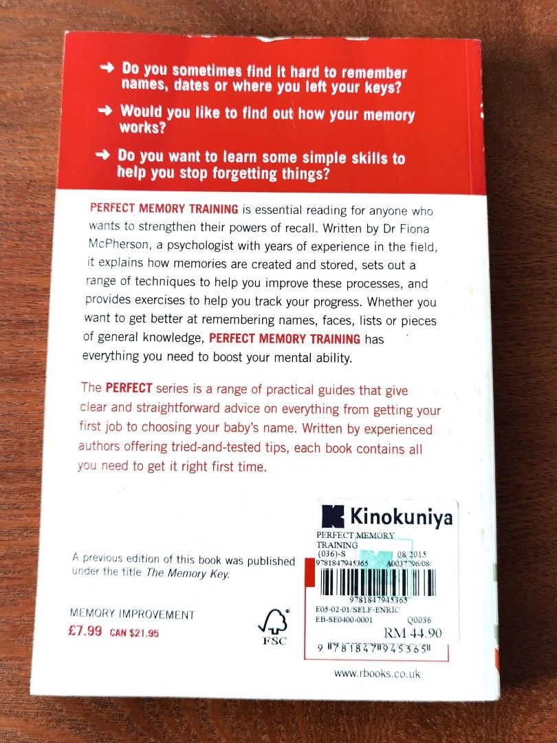 Perfect Memory Training Book, Hobbies & Toys, Books & Magazines, Storybooks on Carousell