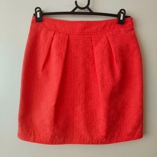 Portmans Bright Coral Orange Pleat Front Tulip Mini Skirt - Sz 12