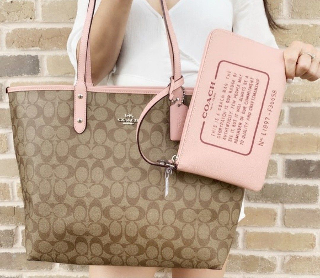 Coach reversible tote pink cheap