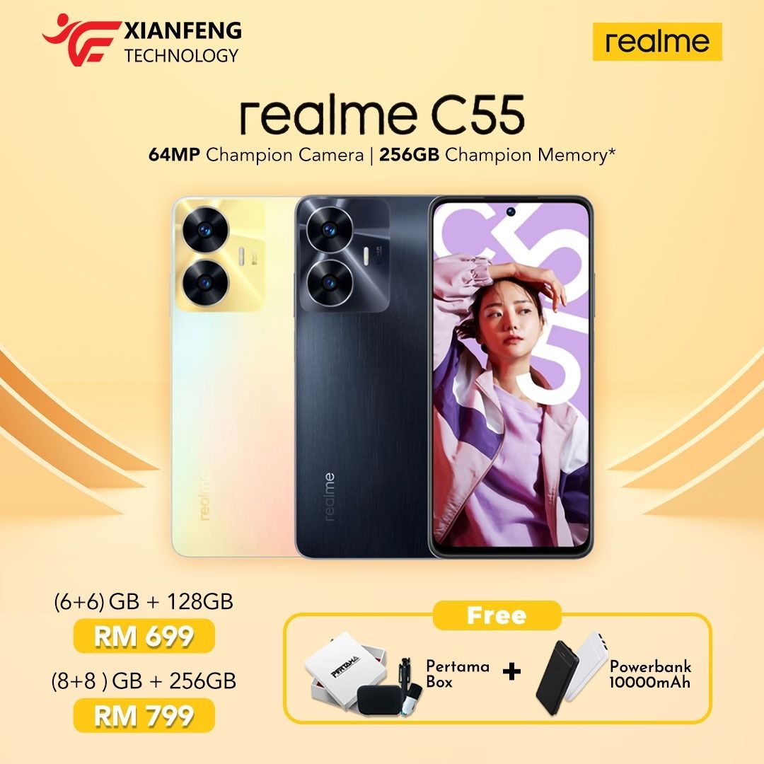 Realme C55, 8GB RAM+256GB ROM, 6GB RAM+128GB ROM