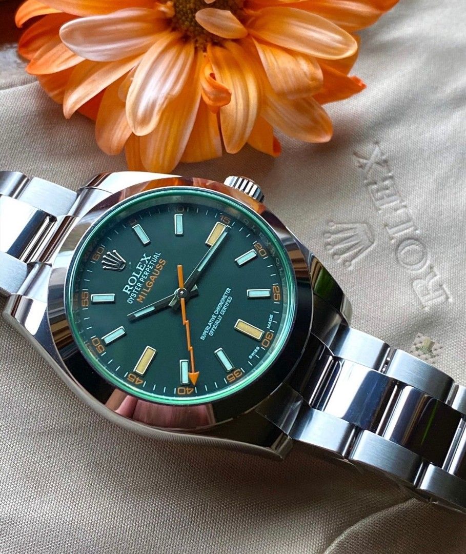Rolex milgauss sale green face