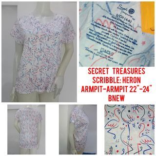 Secret Treasures Scribbled Heron Printed Tops