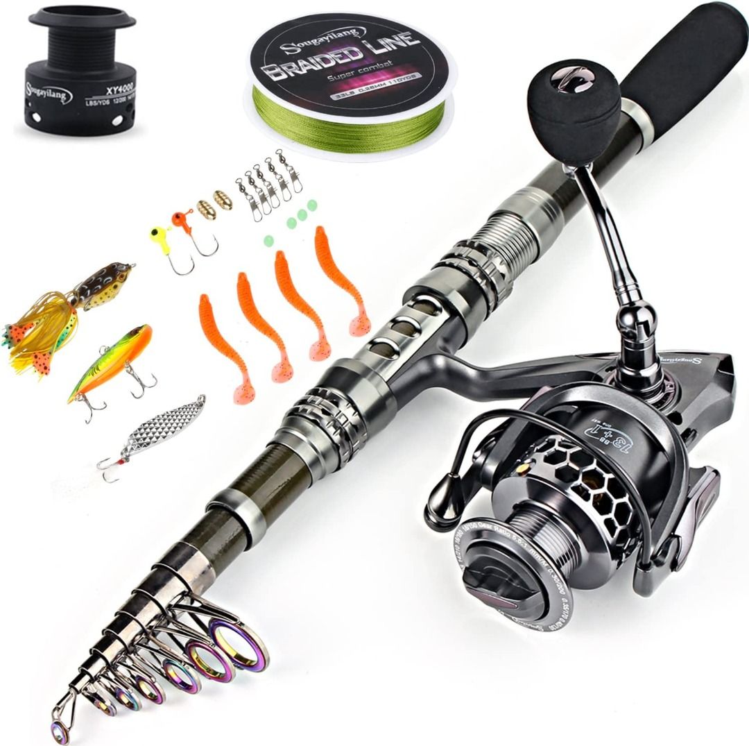 Sougayilang Fishing Rod Combos with Telescopic Fishing Pole Spinning Reels  Fishing Carrier Bag for Travel Saltwater Freshwater Fishing, Sports  Equipment, Fishing on Carousell