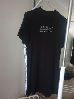 Stussy logo tape t shirt dress size 10