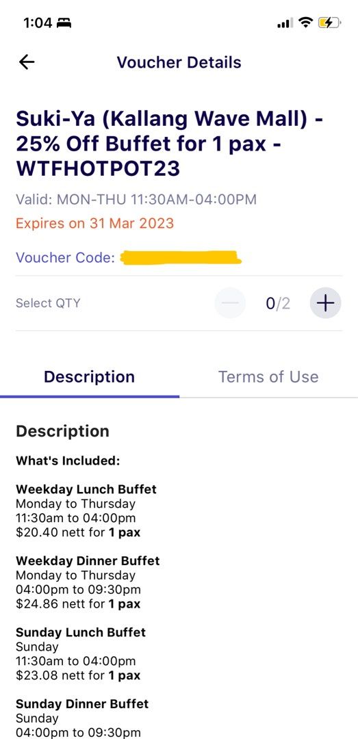 SukiYa 1for1 Voucher, Tickets & Vouchers, Vouchers on Carousell